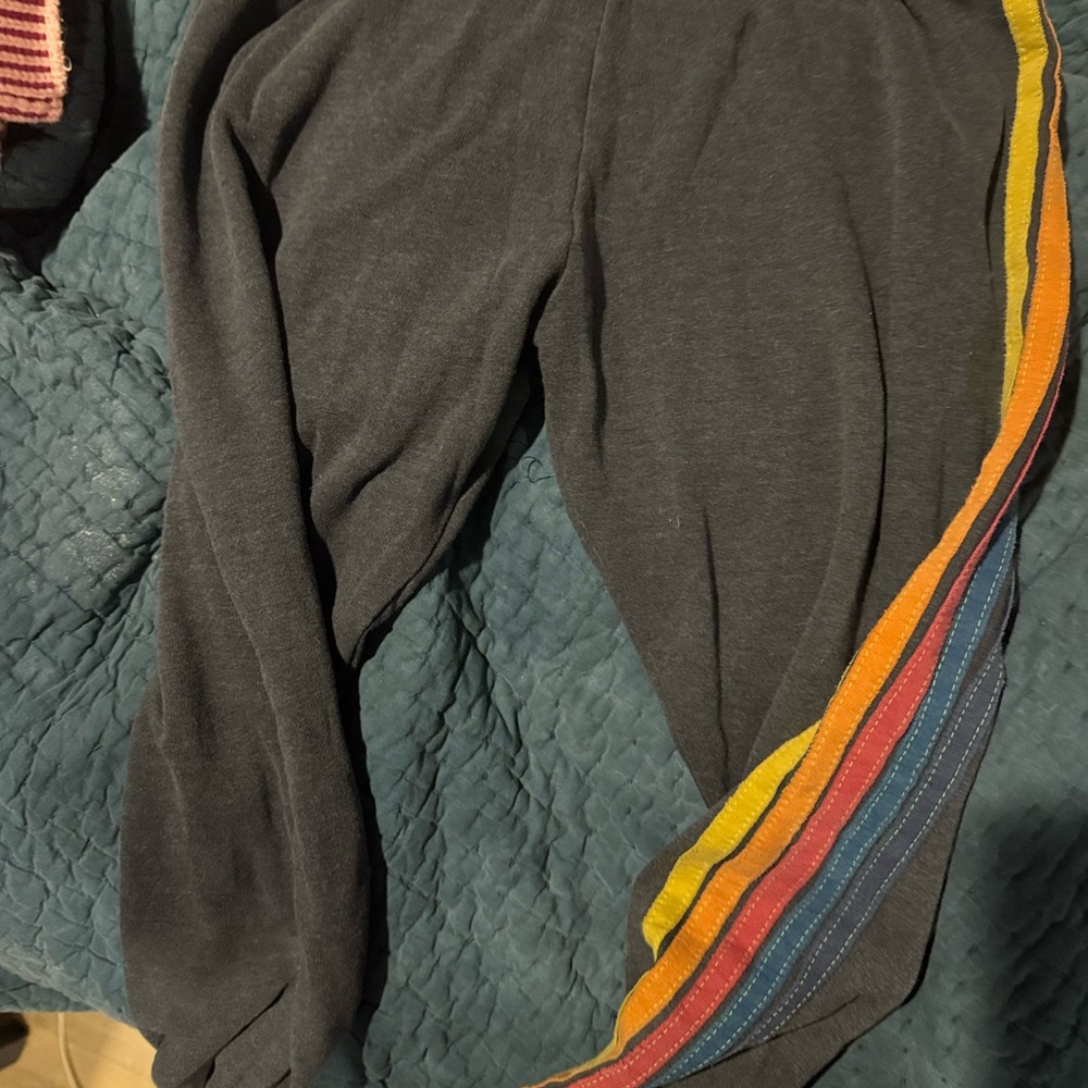 Aviator Nation Charcoal Pants with Rainbow medium women’s  excellent condition